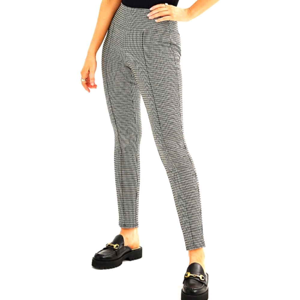 NWT Nine West Women's ponte leggings Black Tan Herringbone XL SHORT